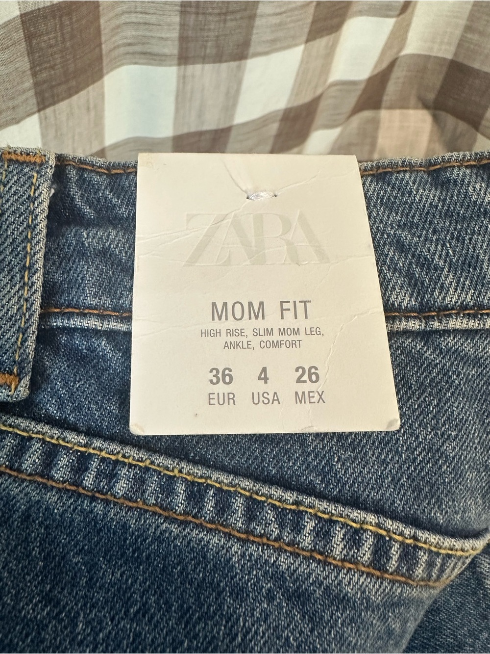 NWT Zara Mom Fit Jeans, High Rise, Slim Mom Leg, Ankle, Comfort, NEW